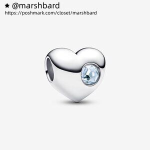 Pandora Engravable Sea Aqua Blue Stone Heart Charm